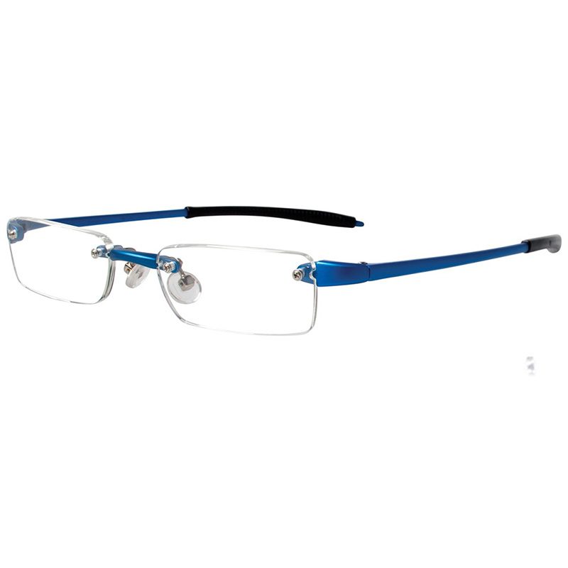 Visualites 7 cobalt blue compact rectangular rimless reading glasses