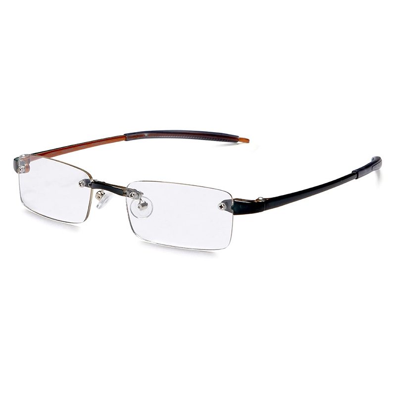 Dark brown quality rimless reading glasses for women and men