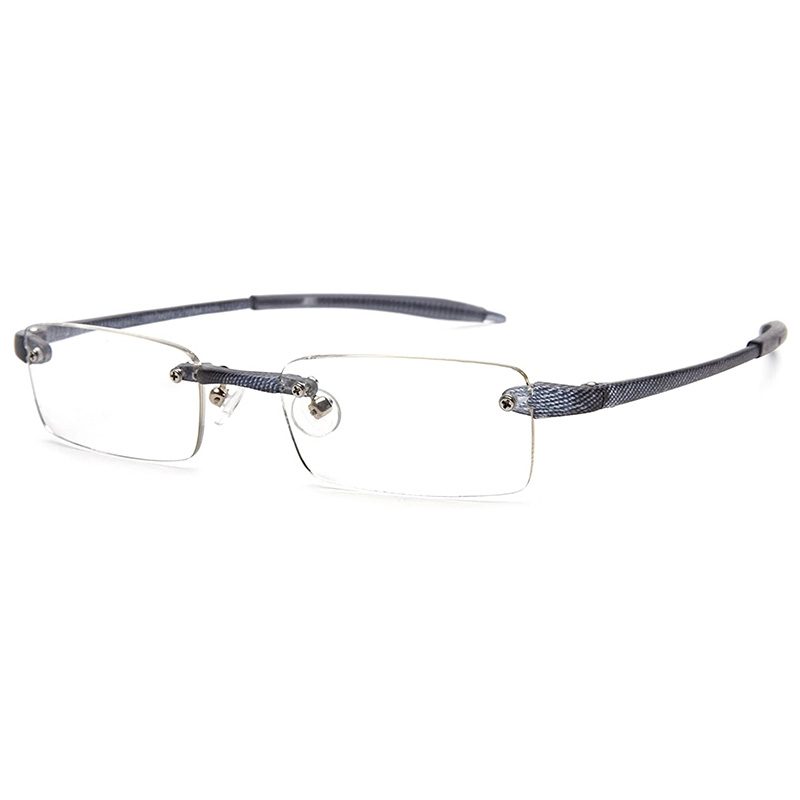 Gray matrix pattern rimless reading glasses