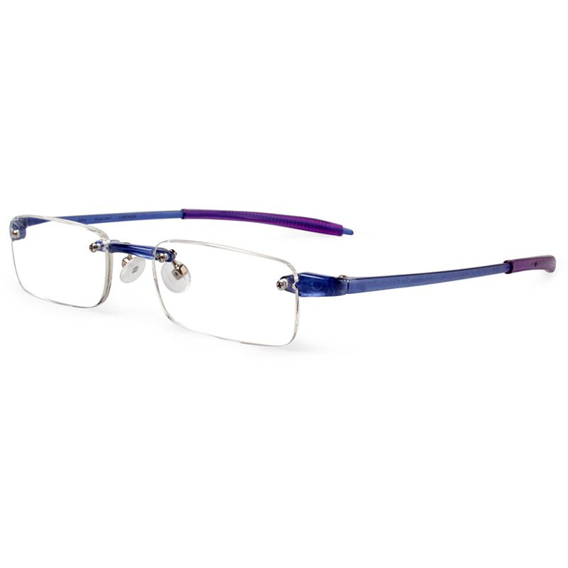Purple rimless reading glasses for women