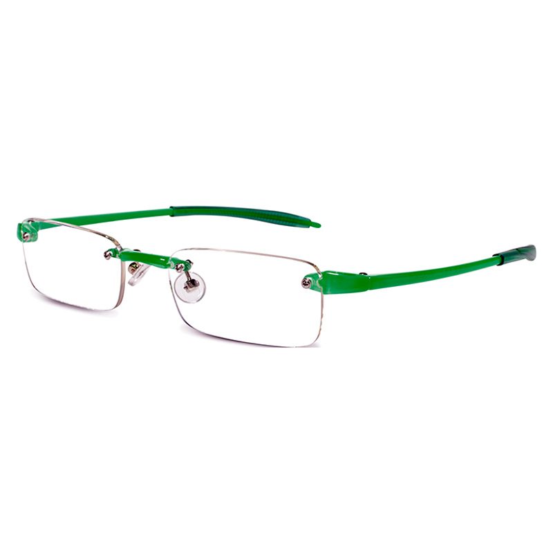 Lime green durable rimless reading glasses