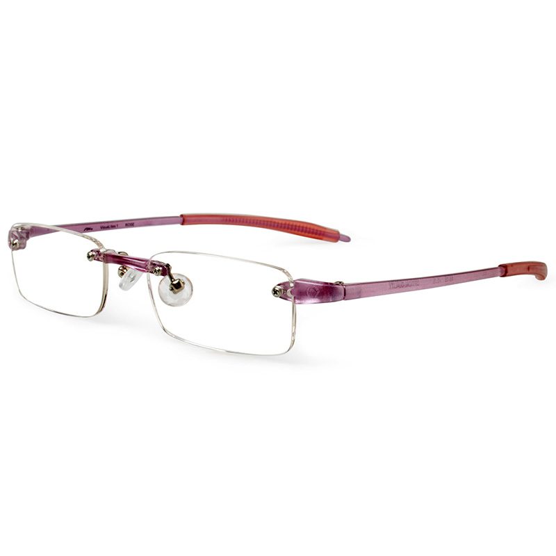 Pink rimless designer reading glasses for women