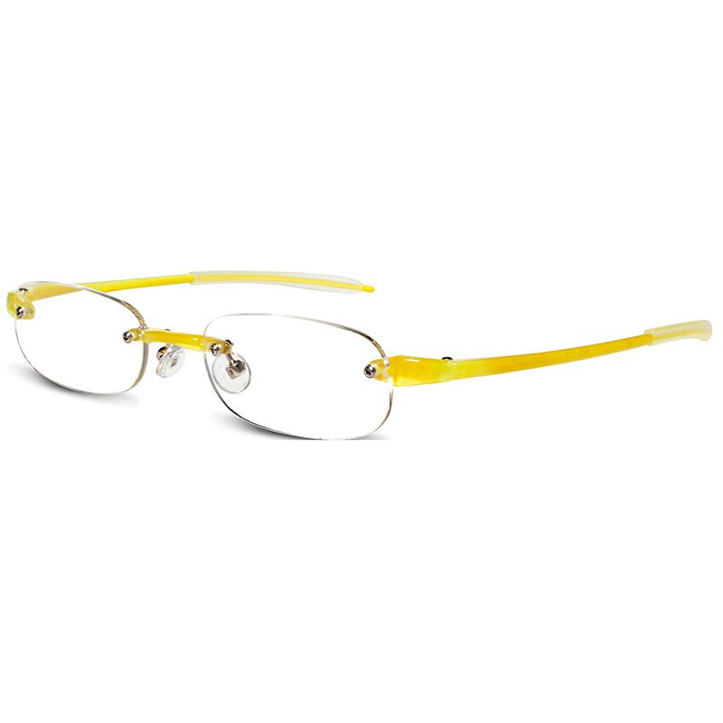 Compact rimless reading glasses with minimalist frame design