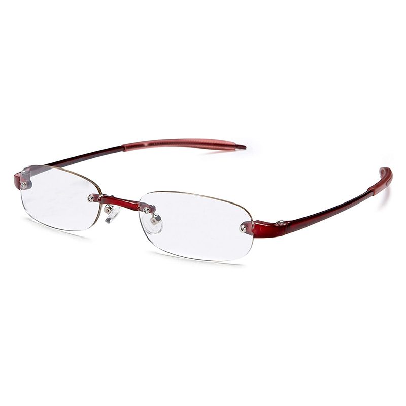 Visualites 5 round rimless reading glasses in red