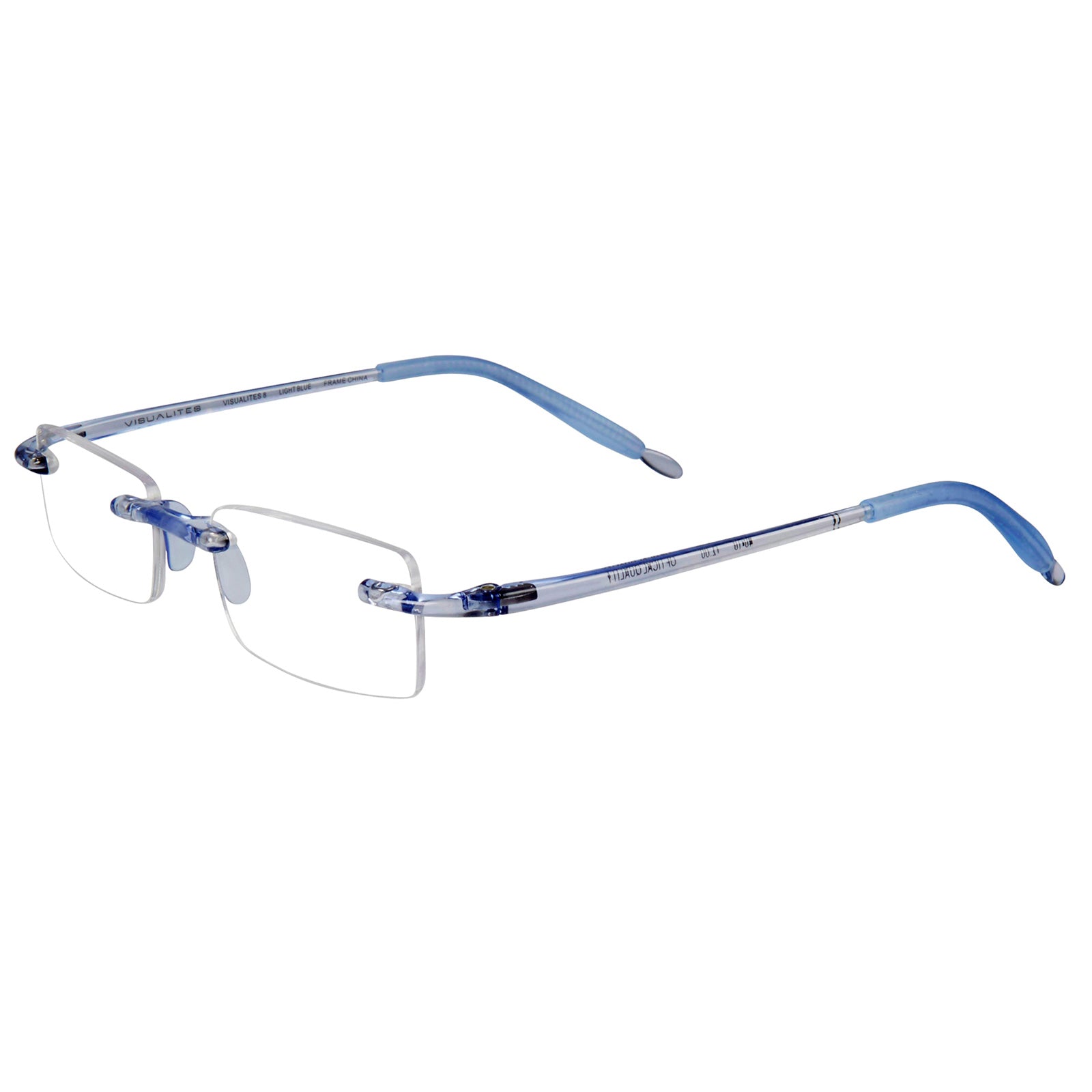 Visualites 8 thin lens rimless readers in sky blue