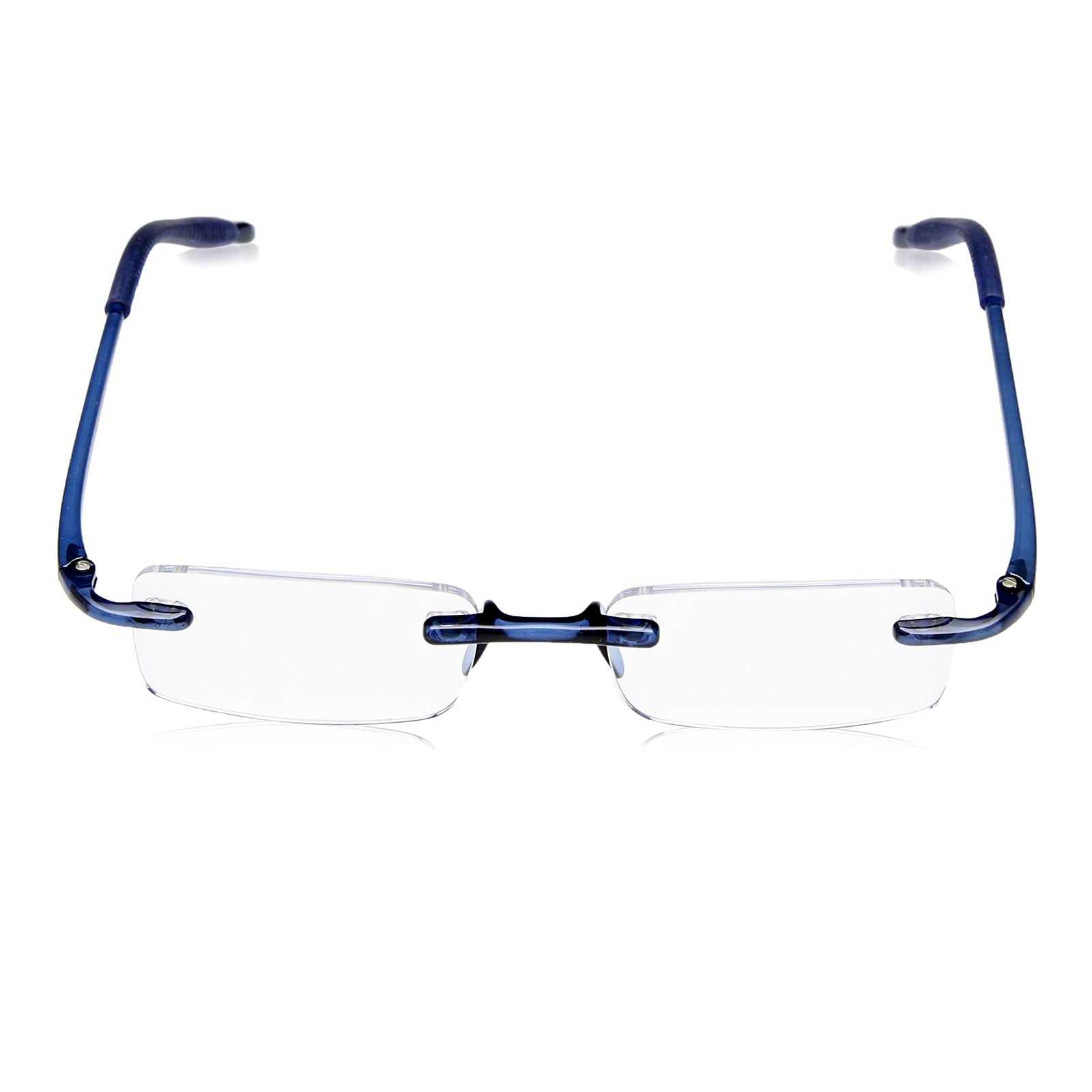 Front view of Visualites 8 quality rimless reading glasses in Navy Blue