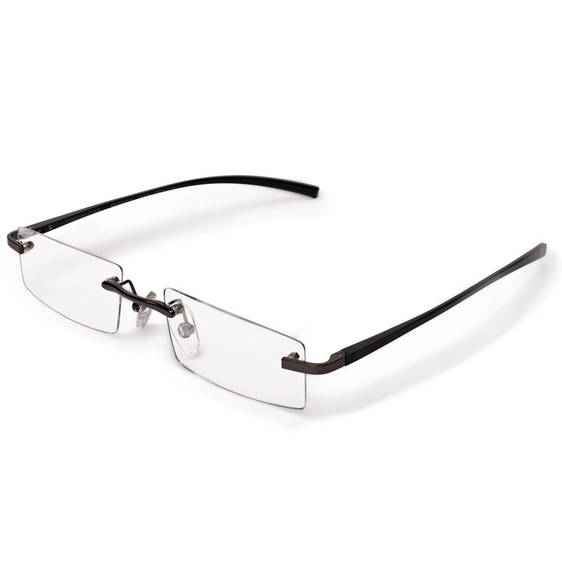 Visualites X Rectangle metal rimless reading glasses in black