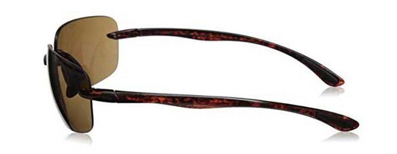 Profile view rimless sun reading glasses in tortoise from Visualites