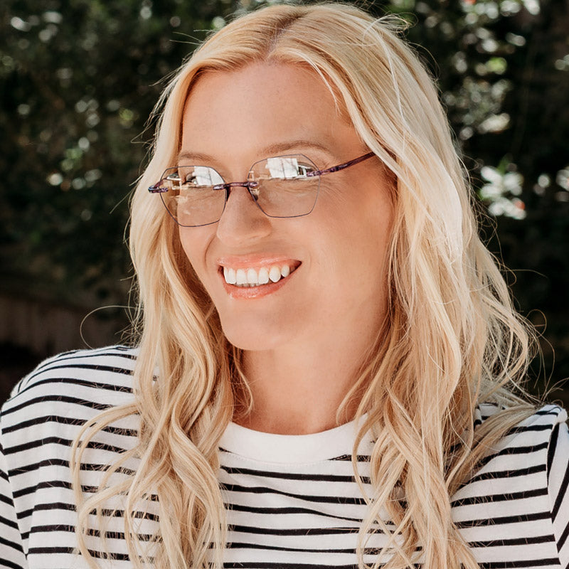 Woman Wearing Visualites Adore Progressive Designer Reading Glasses