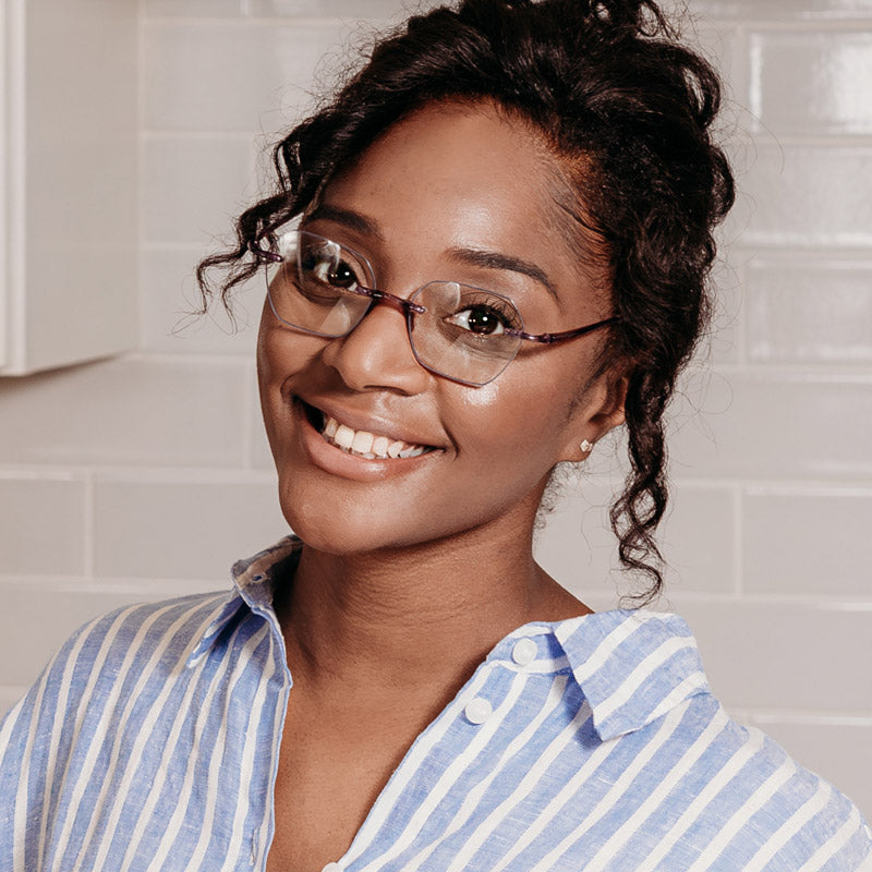 Woman Wearing Visualites Adore Progressive Stylish Black Reading Glasses