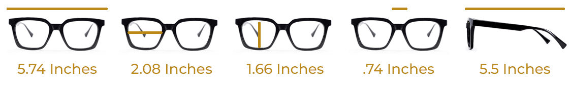 Visualites Réveur measurement chart of lenses, temple arms and frame