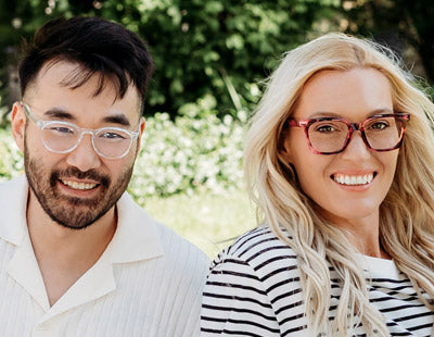 Man and woman wearing Visualites Tresor Designer Reading Glasses