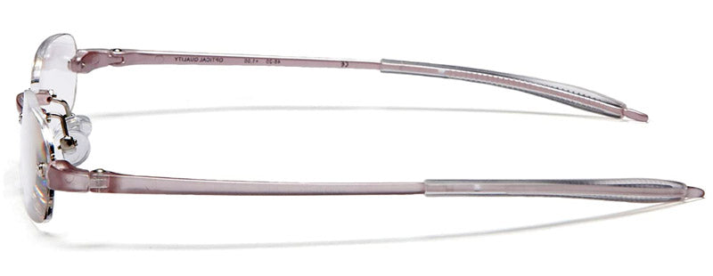 Side view Visualites 5 minimalist reading glasses in pearl color and oval lens shape