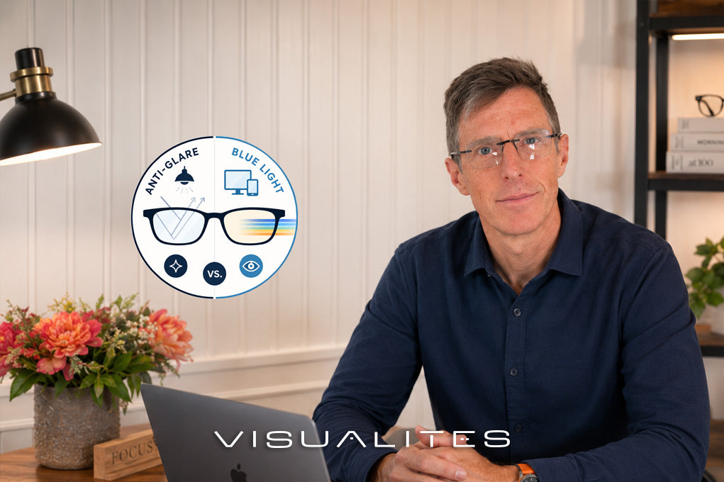 Anti glare versus Blue Light Filtering reading glasses