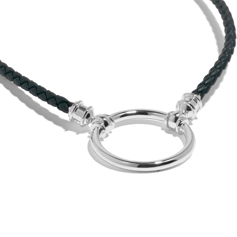 LaLoop black leather braided necklace silver reading glasses loop
