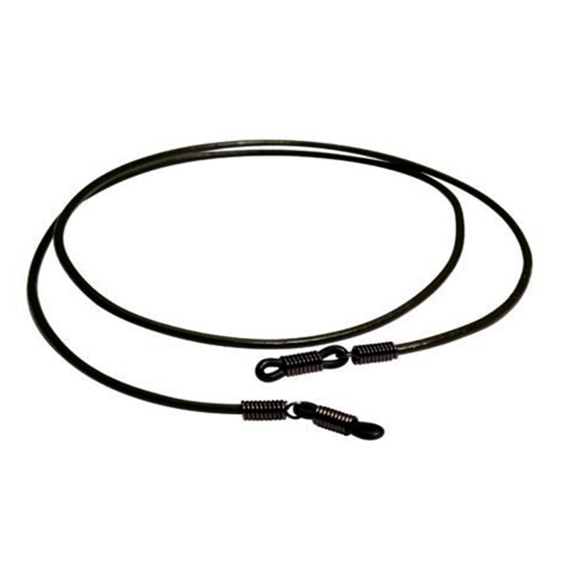 Black rubber Mitchell Leash for reading glasses with matte black loop connectors